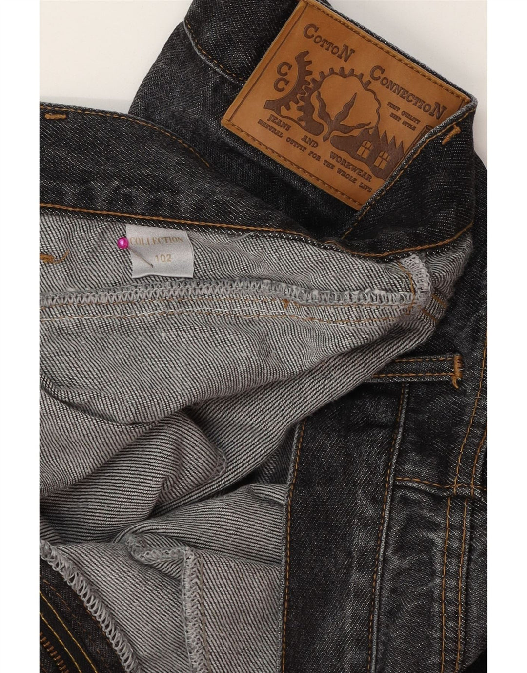 Jeans vintage masculino cargo cônico W33 L34 algodão cinza