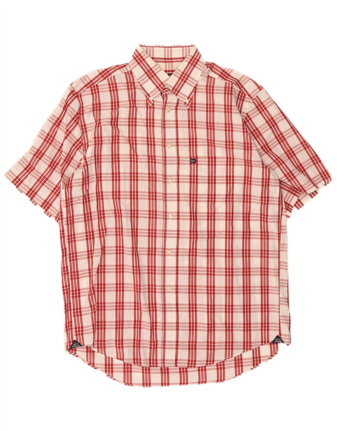 Camisa masculina de manga curta Best Company grande algodão xadrez vermelho