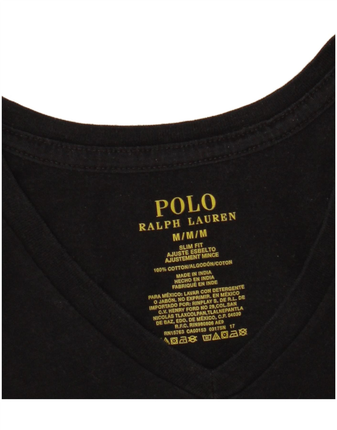 Camiseta masculina POLO RALPH LAUREN Slim Fit Top Médio Algodão Preto