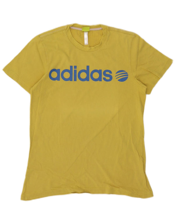 Adidas Mens Graphic T-Shirt Top Small Yellow Cotton
