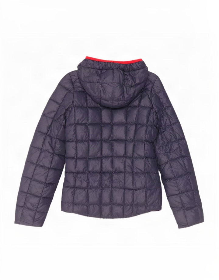 Jaqueta acolchoada reversível com capuz feminino K-Way Reino Unido 10 pequeno azul marinho