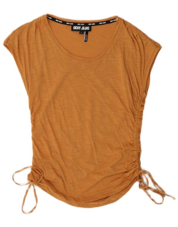 Blusa feminina Dkny UK 10 pequena marrom manchada