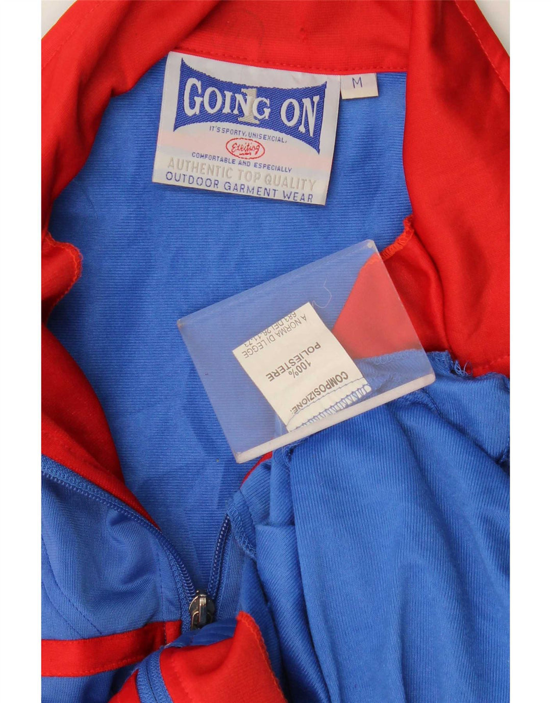 Jaqueta superior de agasalho gráfico masculino vintage poliéster colorblock azul médio