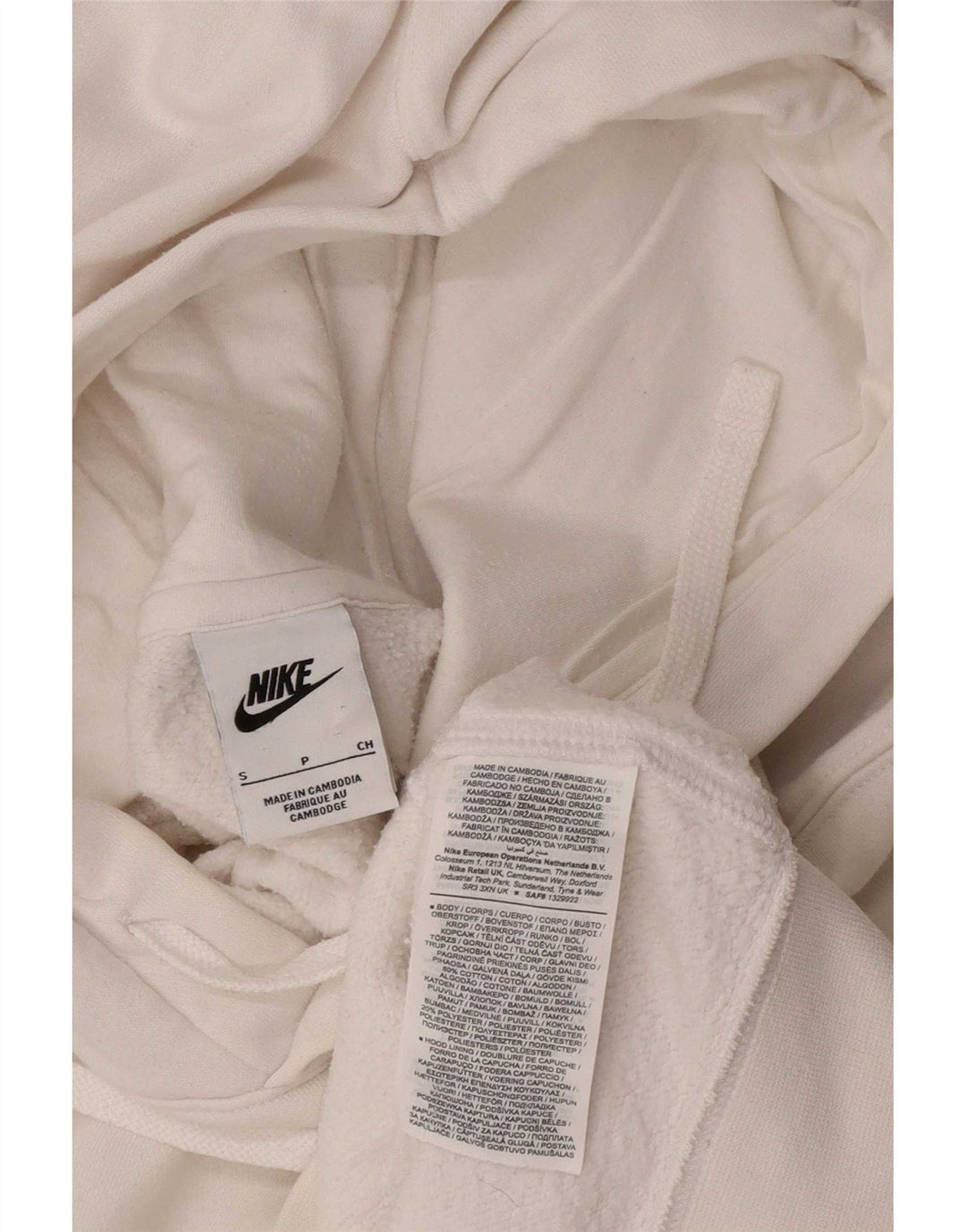 Nike Mens Hoodie Jumper Pequeno Algodão Branco