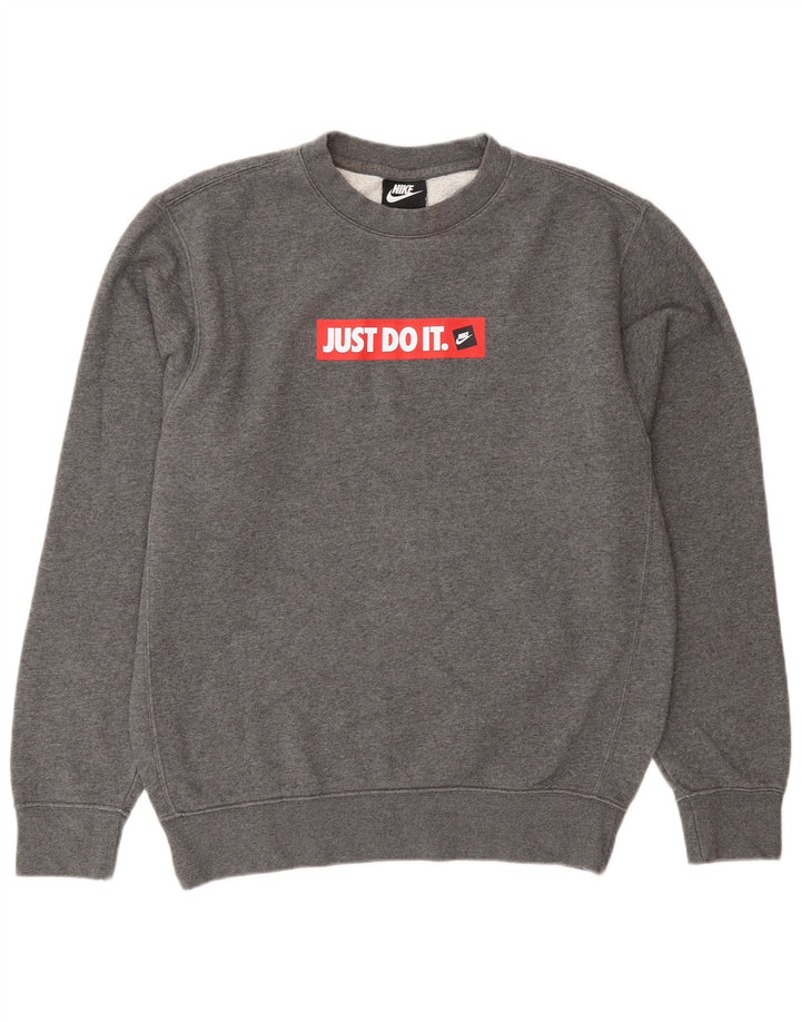 Nike masculino gráfico moletom jumper pequeno algodão cinza
