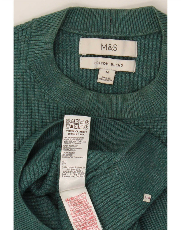 Suéter masculino Marks & Spencer com gola redonda em poliéster verde médio