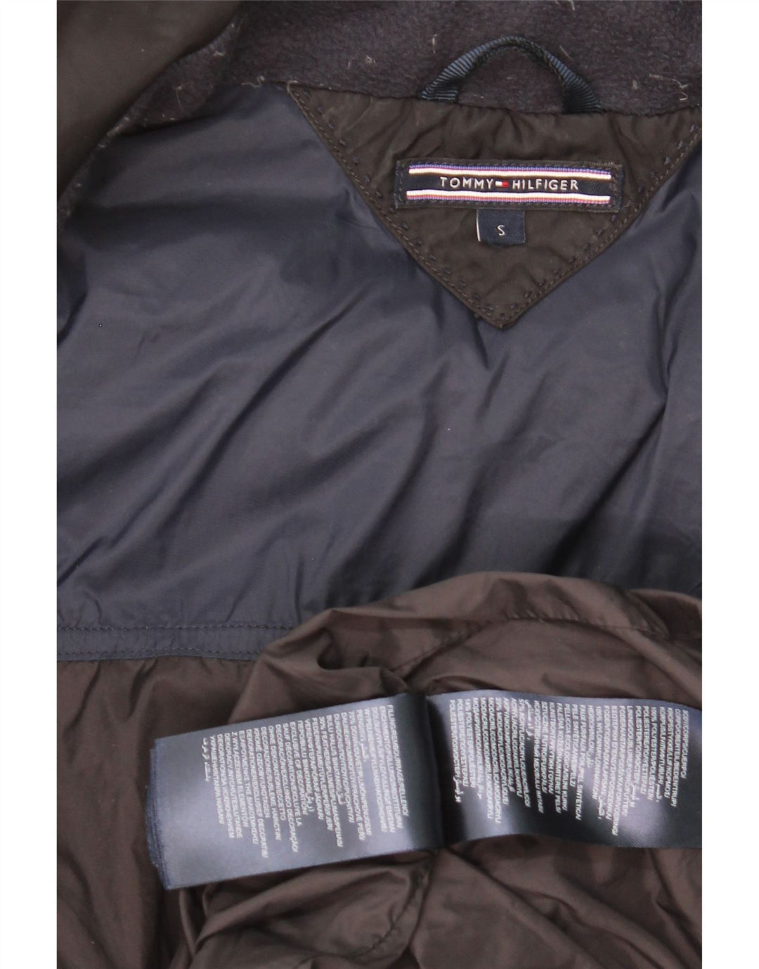 Casaco acolchoado com capuz feminino Tommy Hilfiger Reino Unido 16 pequeno poliéster preto