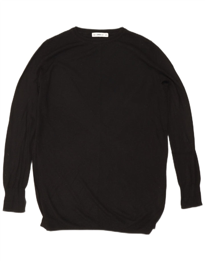 Zara Suéter feminino oversized com gola canoa Reino Unido 10 pequeno preto