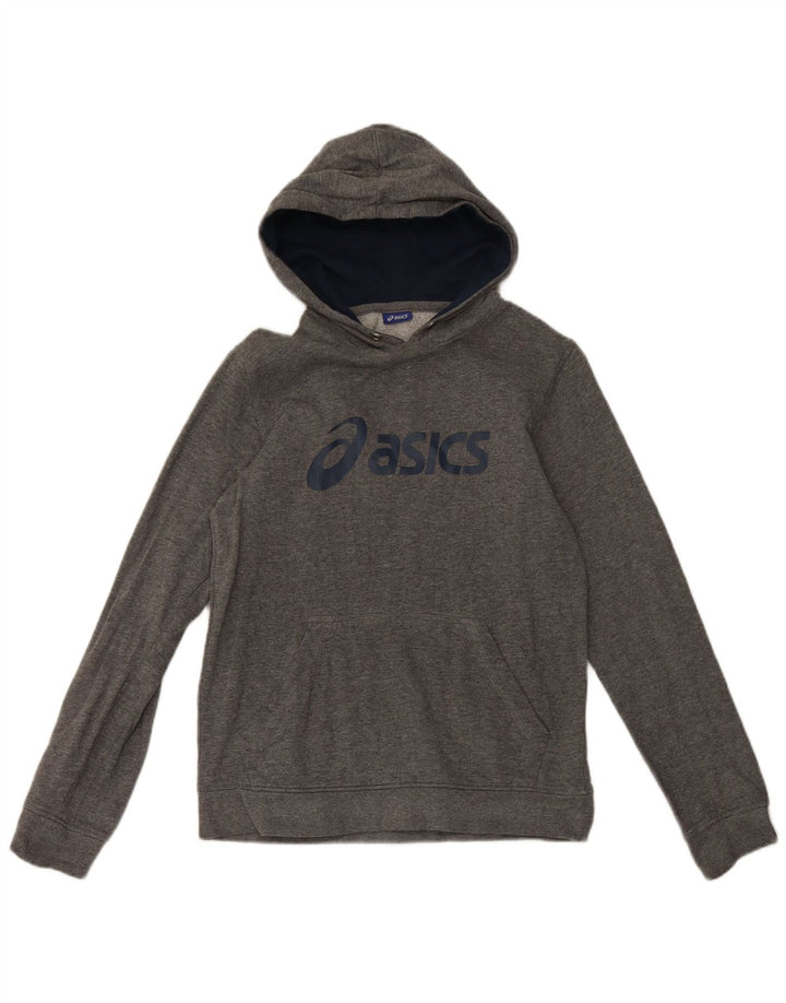 Asics Mens Graphic Hoodie Jumper Pequeno Algodão Cinza