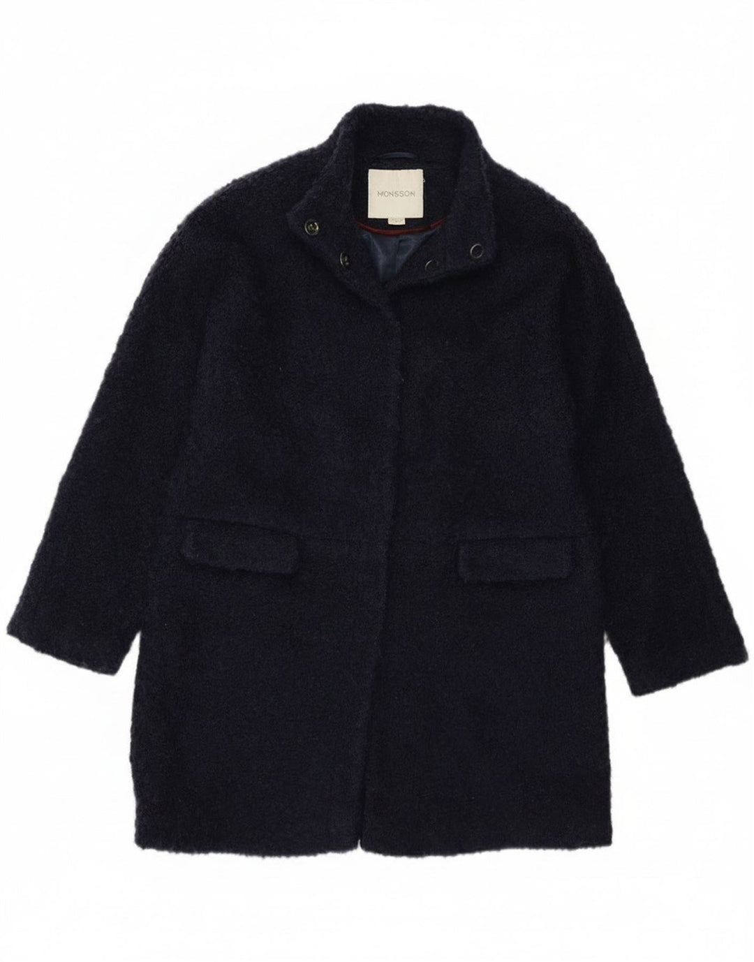 Sobretudo feminino Monsoon UK 12 poliéster azul marinho médio