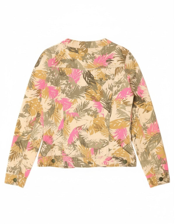 Jaqueta jeans Benetton para meninas 11-12 anos 2XL algodão floral bege