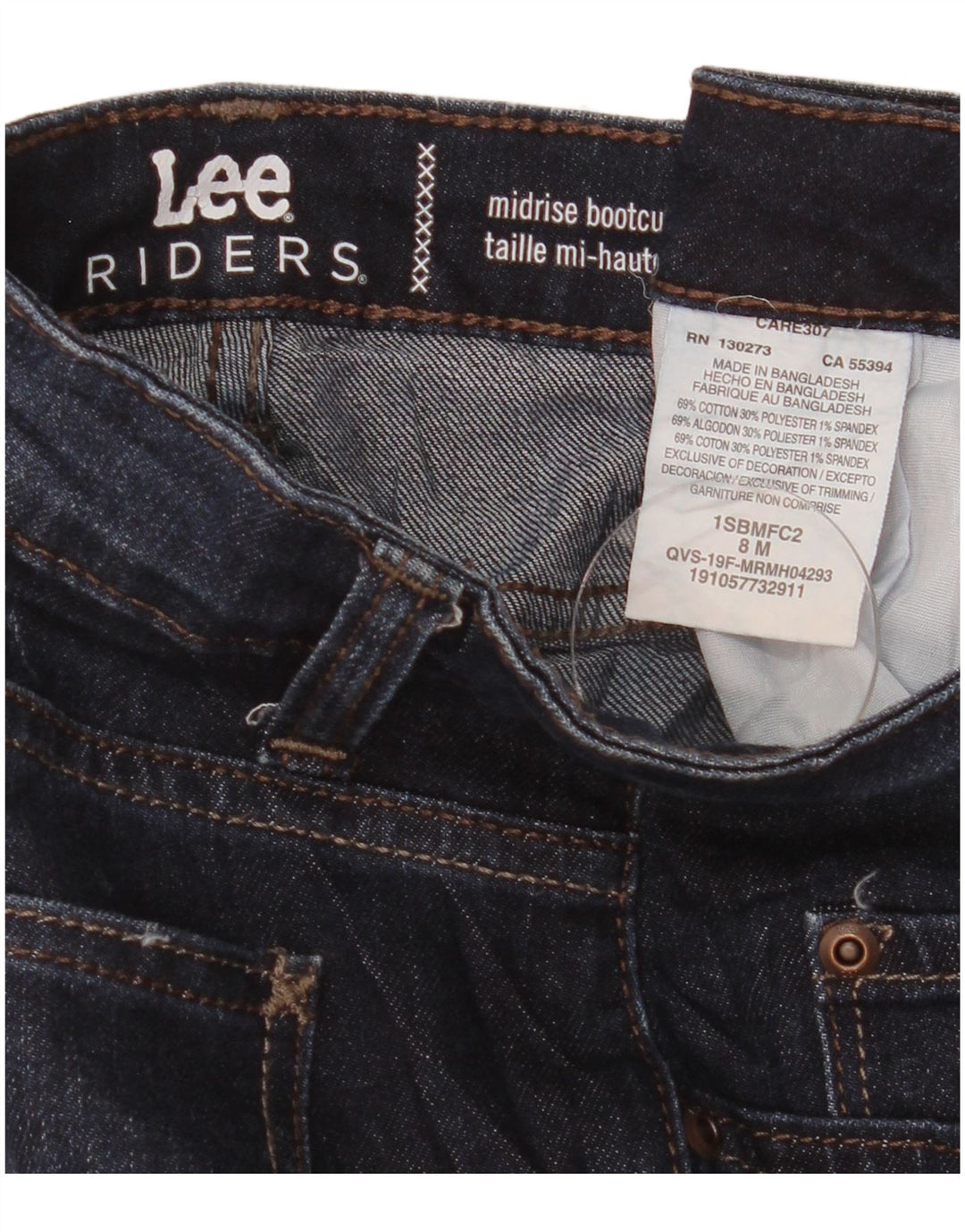 Lee Womens Riders Mid Rise Bootcut Jeans EUA 8 Médio W31 L32 Azul Marinho