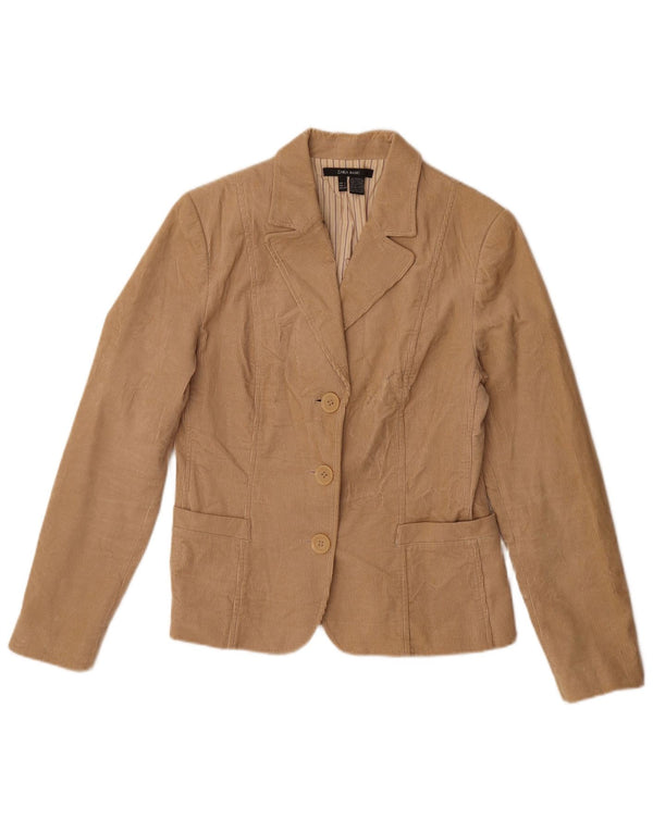 Zara Jaqueta blazer feminina de veludo cotelê com 3 botões Reino Unido 14 grande algodão bege