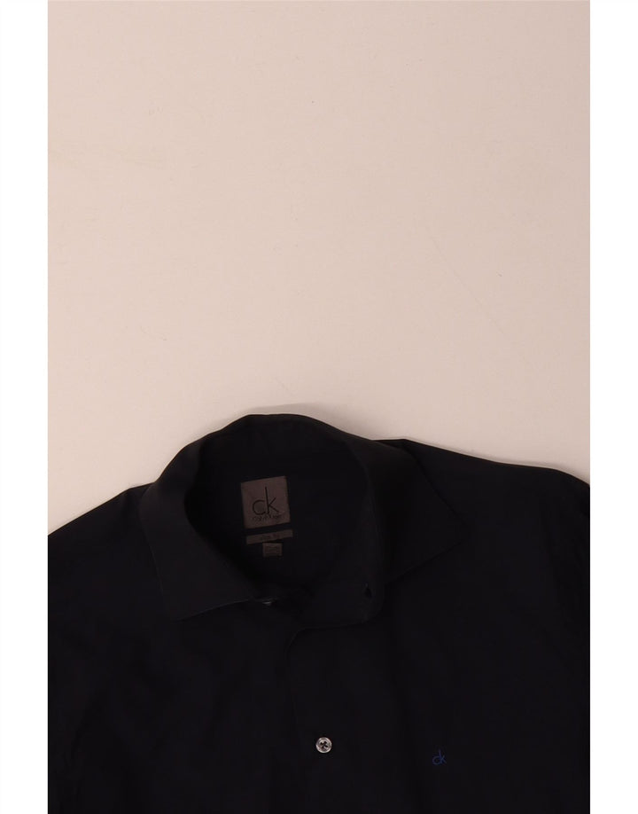 CALVIN KLEIN Camisa masculina slim fit pequena algodão azul marinho