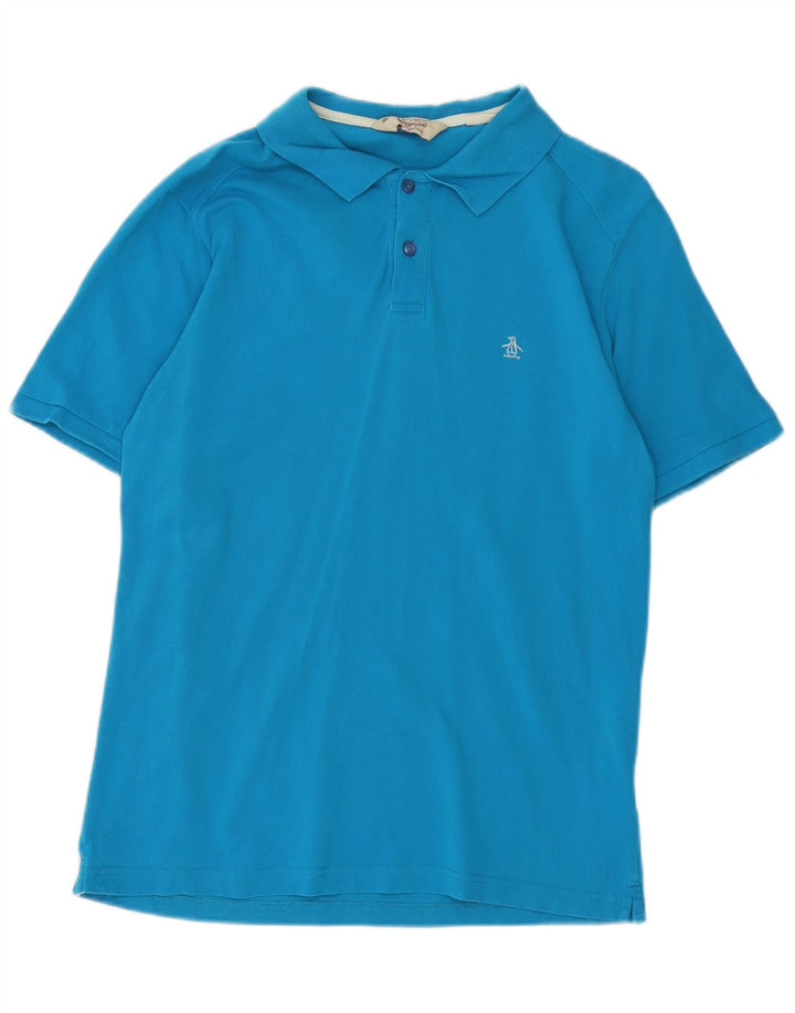 Camisa polo masculina Penguin Heritage Slim Fit algodão azul médio