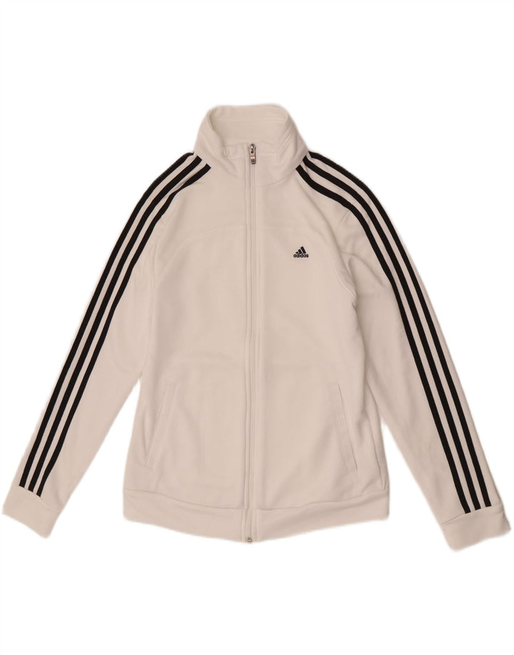Adidas Womens Climalite Tracksuit Top Jacket UK 12/14 Médio Branco