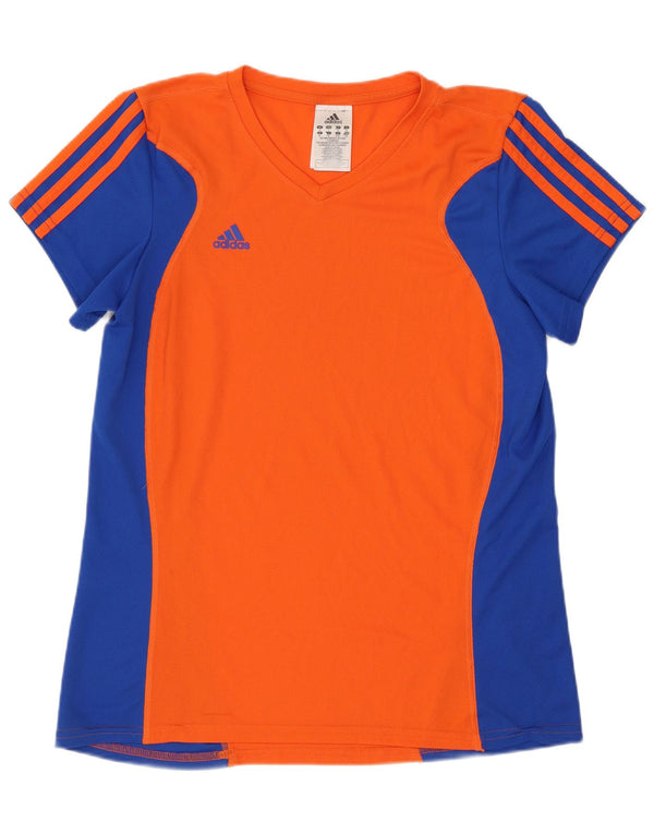 Camiseta Adidas Climalite Feminina Top UK 16 Grande Bloco Colorido Laranja