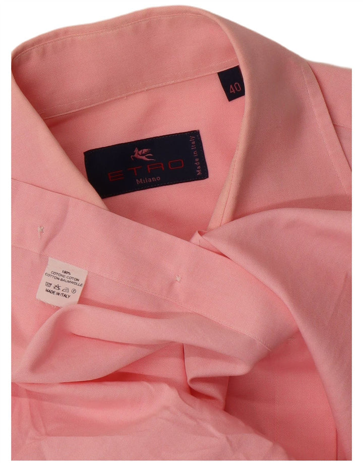 Camisa masculina Etro Milano tamanho 40 algodão rosa médio