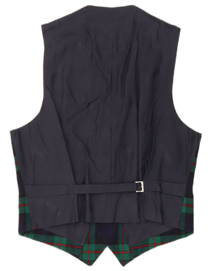 Colete masculino Cacharel IT 50 lã xadrez azul marinho médio
