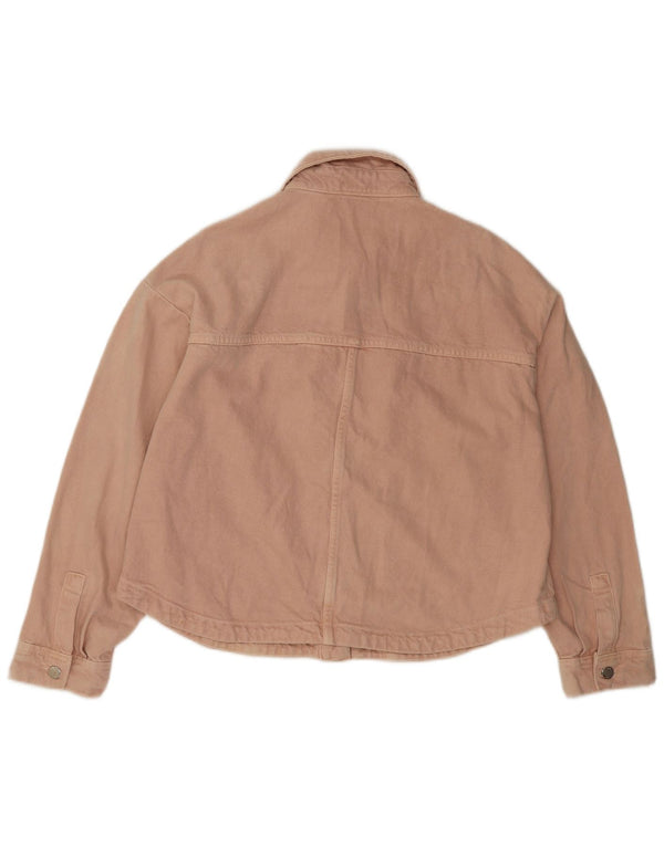 Jaqueta jeans oversized feminina Zara Reino Unido 14 algodão rosa médio