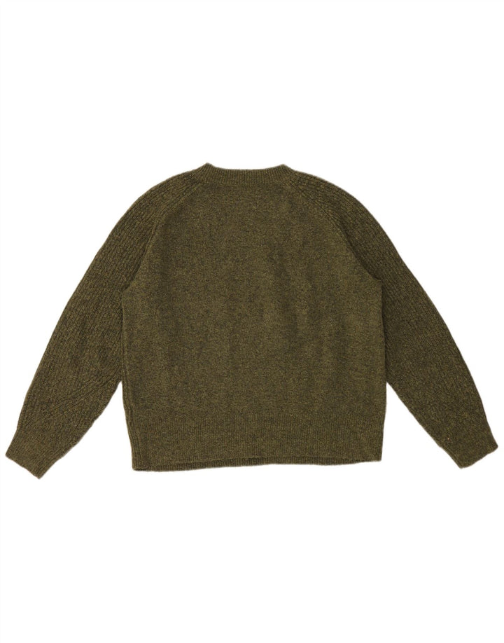 Marks & Spencer Suéter com Decote Redondo Feminino UK 14 Médio Khaki Mesclado