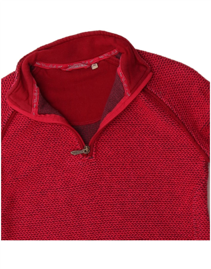 WEIRD FISH Suéter feminino com gola e zíper UK 12 vermelho médio