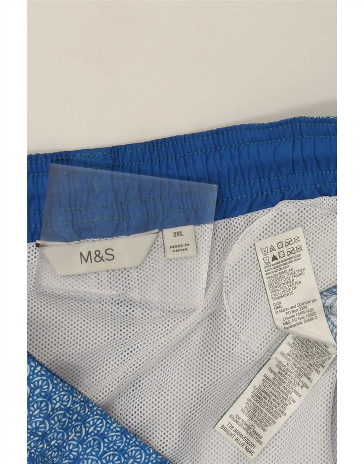 Shorts de natação masculino Marks & Spencer 2XL poliéster floral azul