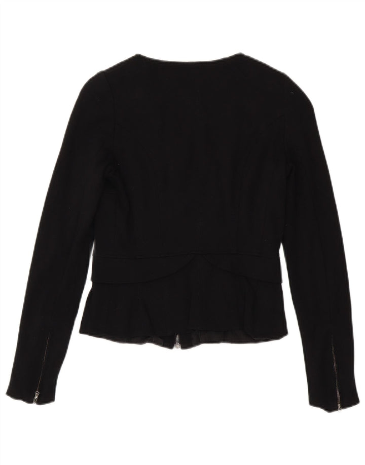 Jaqueta blazer feminina com zíper completo Max & Co. Reino Unido 8 pequena viscose preta