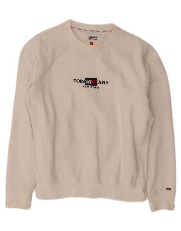 Tommy Hilfiger moletom gráfico masculino jumper pequeno algodão branco