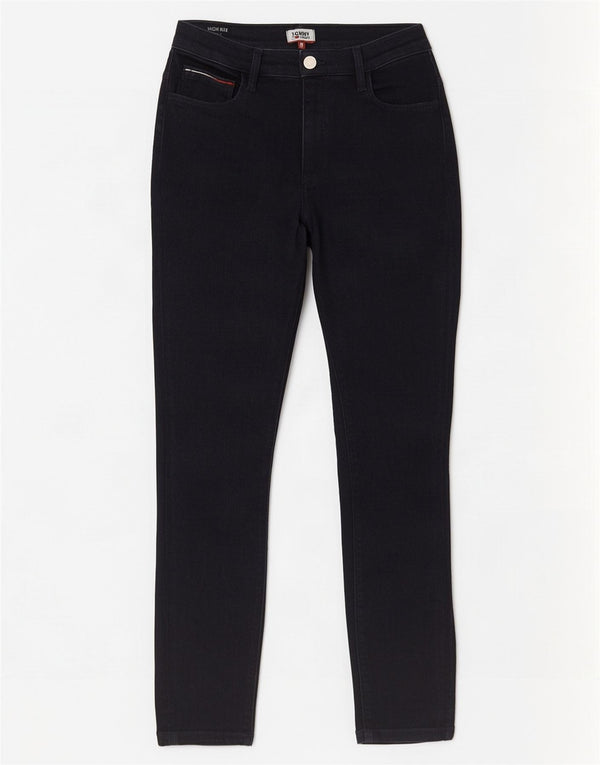 Jeans skinny de cintura alta feminino Tommy Hilfiger W30 L30 azul marinho algodão