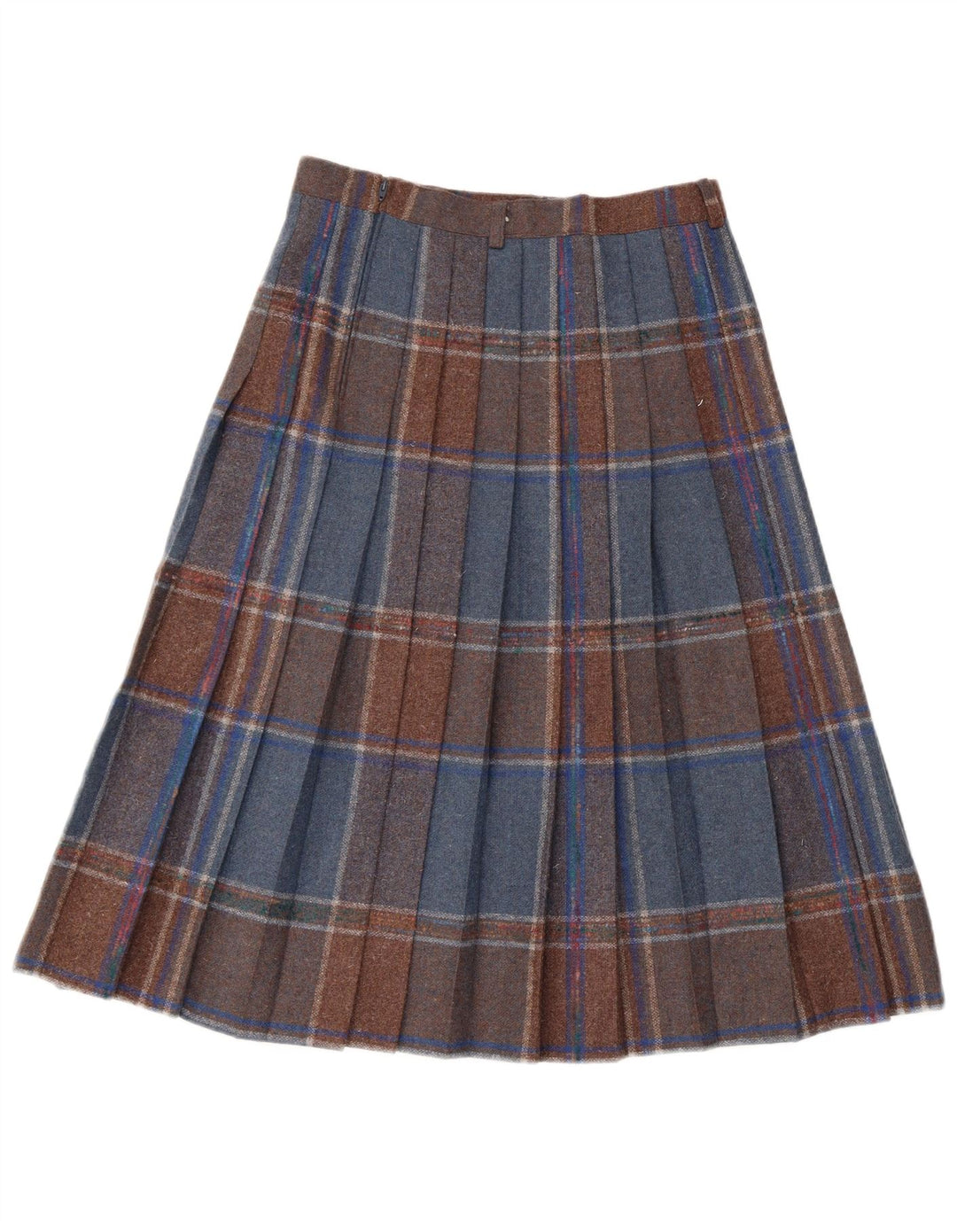 Saia plissada feminina vintage W28 xadrez médio multicolorido