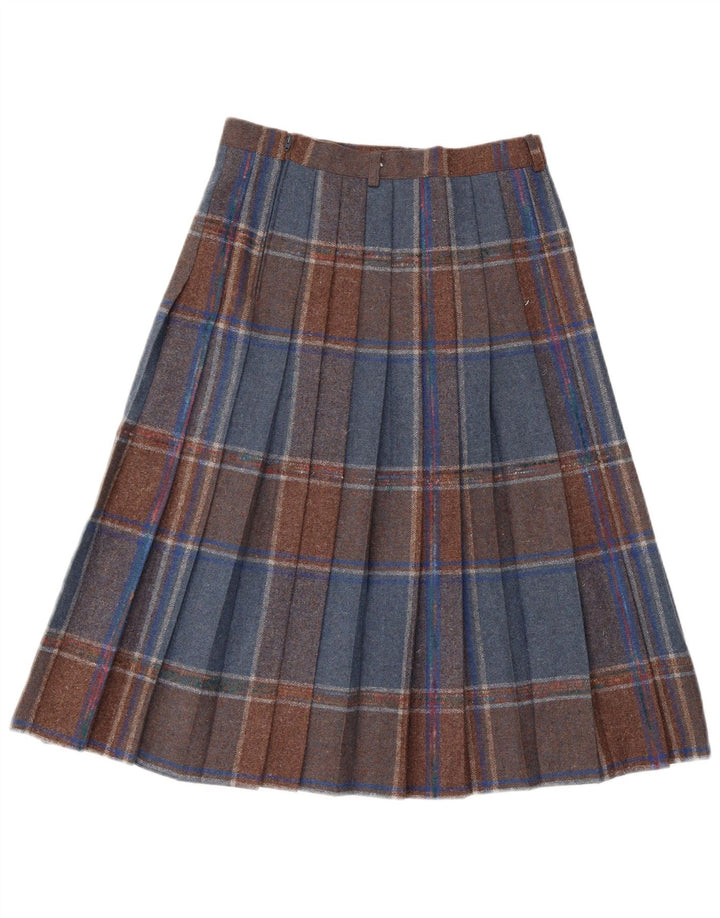 Saia plissada feminina vintage W28 xadrez médio multicolorido