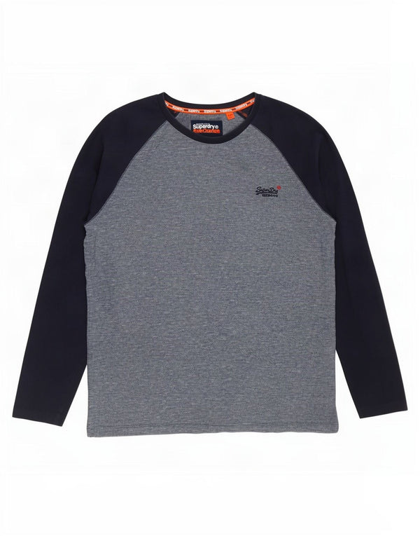 Top masculino Superdry manga comprida 2XL algodão colorblock azul