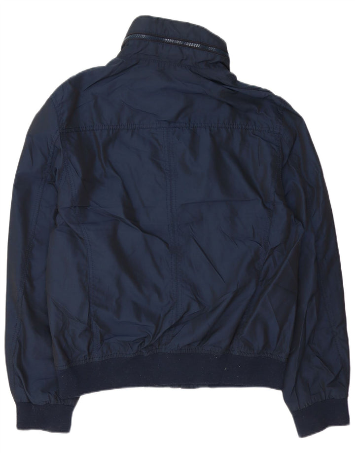 Jaqueta bomber masculina Zara com capuz UK 42 XL azul marinho poliéster