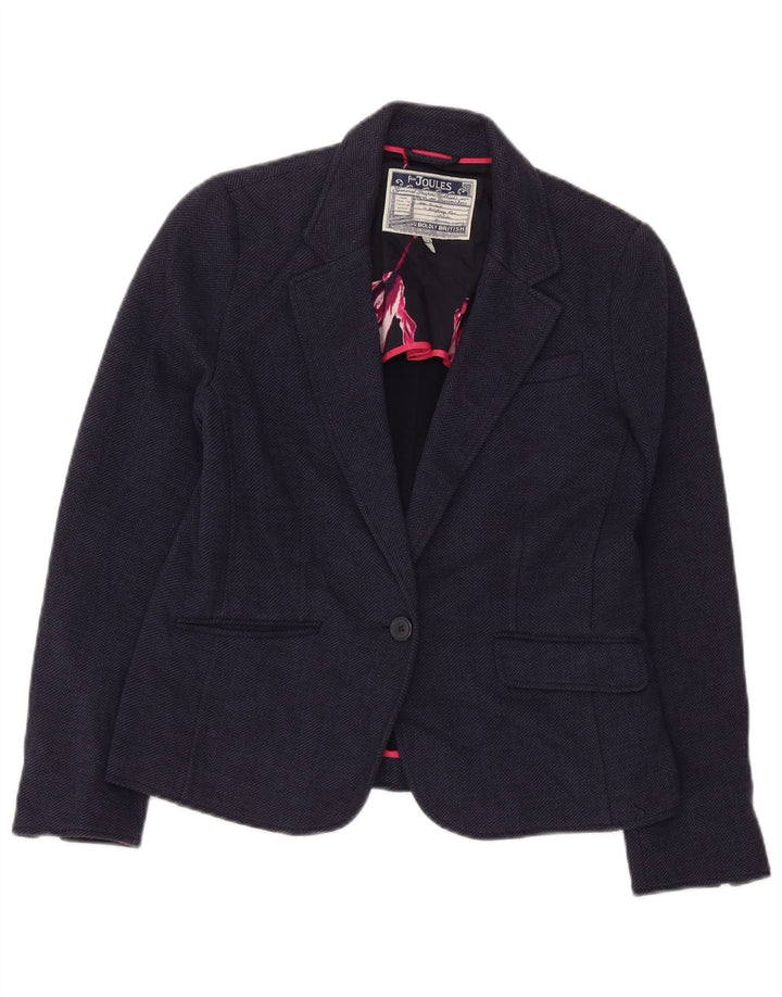 Jaqueta blazer feminina Joules com 1 botão Reino Unido 14 grande espinha de peixe azul marinho