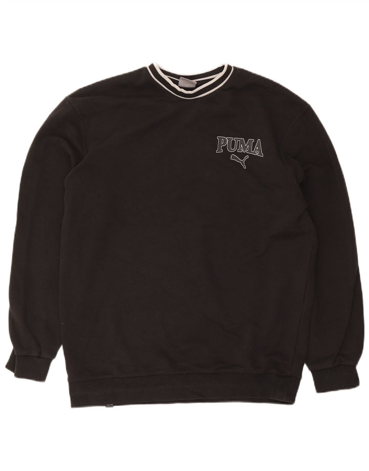 Puma Mens Graphic Moletom Jumper Médio Preto Esportes