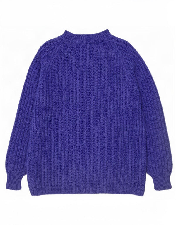 Suéter vintage masculino com gola tartaruga azul médio