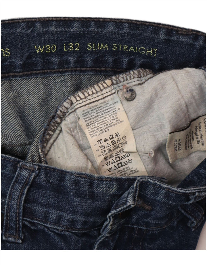 Calvin Klein Masculino Slim Straight Jeans W30 L32 Azul Algodão
