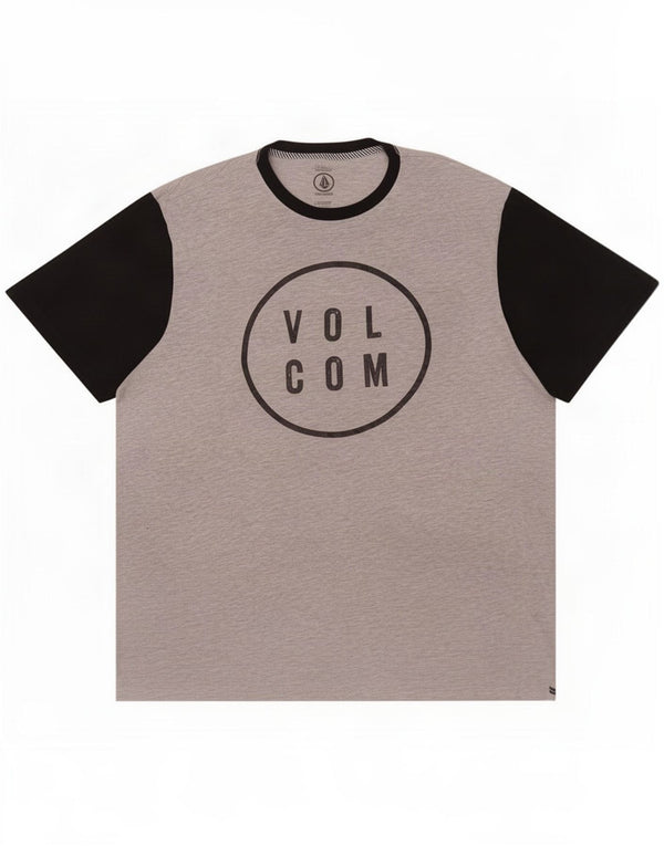 Volcom Mens Modern Fit Graphic T-Shirt Top 2XL Algodão Colourblock Cinza