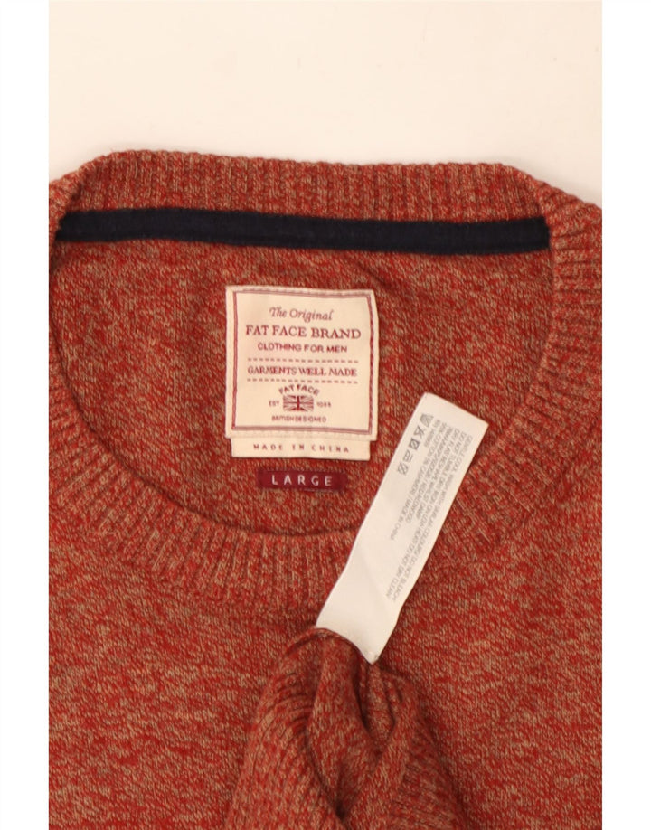 Suéter masculino com gola redonda Fat Face, algodão manchado vermelho grande