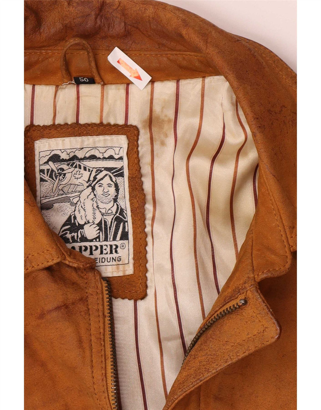 Jaqueta bomber masculina de camurça Trapper IT 50 grande couro marrom