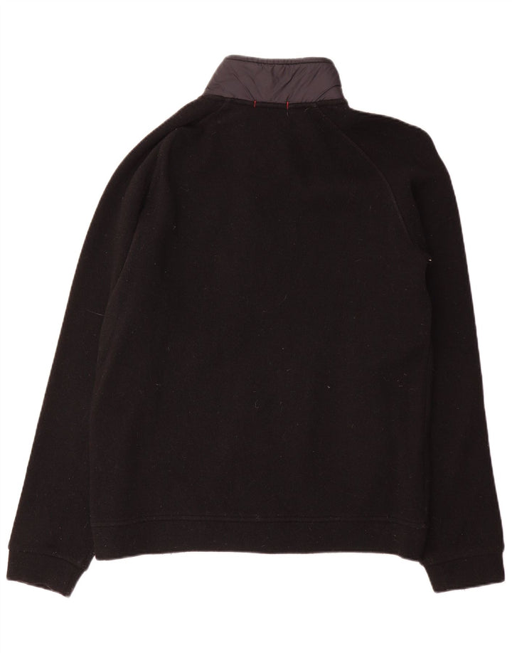 Woolrich Suéter masculino cardigã pequeno de lã colorblock preto