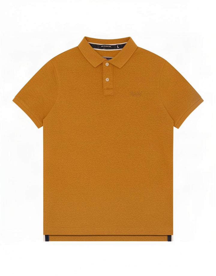 Camisa polo masculina Superdry grande algodão amarelo