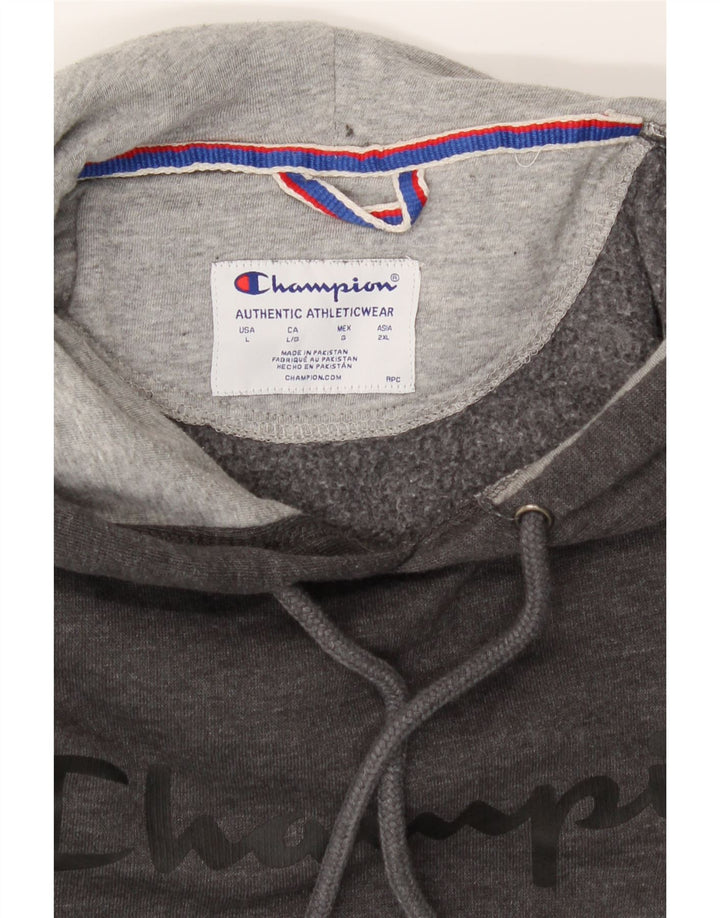 CHAMPION Mens Graphic Hoodie Jumper Large Grey Vintage Champion and Second-Hand Champion from Messina Hembry 
