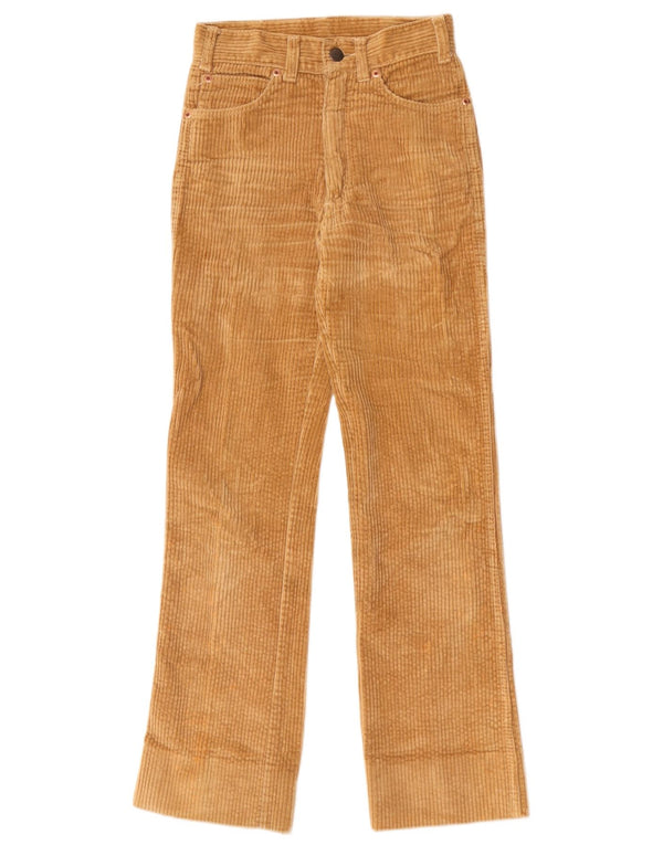 Calça feminina vintage de veludo reto W25 L29 algodão marrom