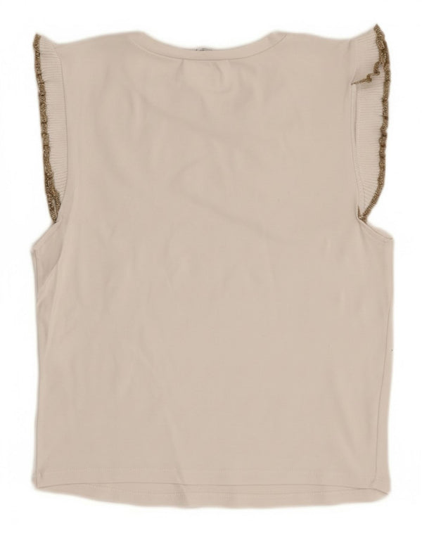 Blusa feminina sem mangas Zara Top UK 12 médio branco