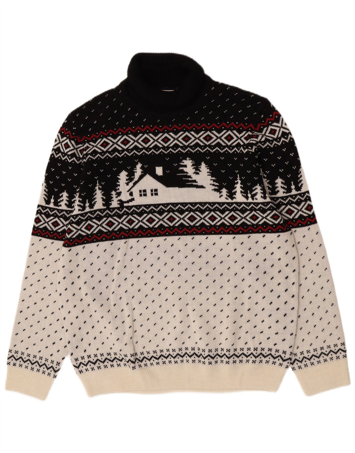 Suéter masculino C&A com gola redonda XL branco Fair Isle acrílico