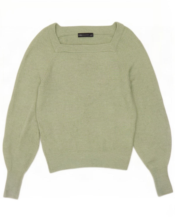 Suéter feminino Marks & Spencer com gola canoa e poliéster verde UK 6 XS