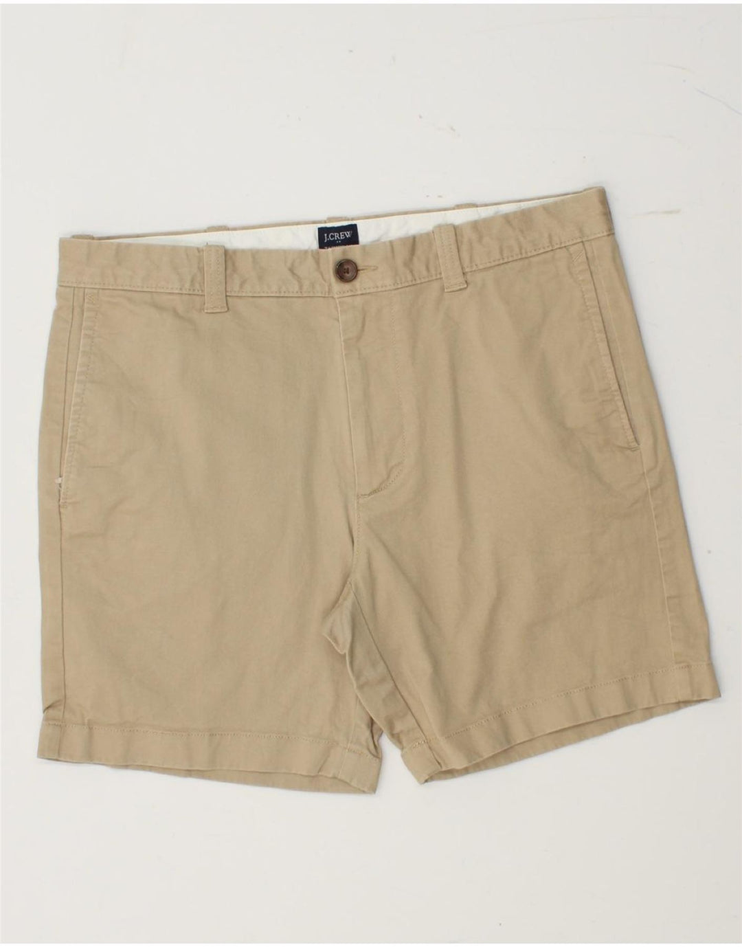 J. CREW Mens Chino Shorts W32 Algodão Bege Médio