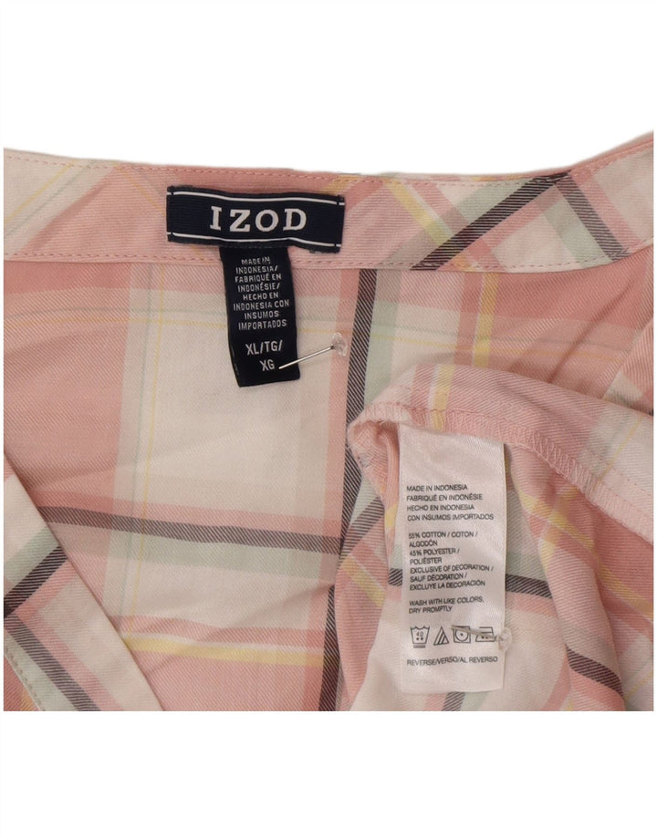 Izod blusa feminina oversized manga 3/4 pulôver Reino Unido 18 XL rosa xadrez
